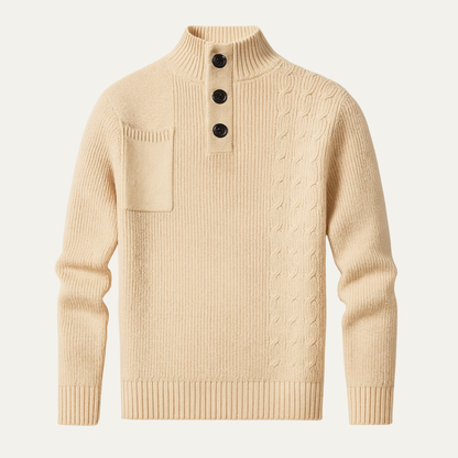 Men's Cable Knit High Neck Sweater - VibreMode
