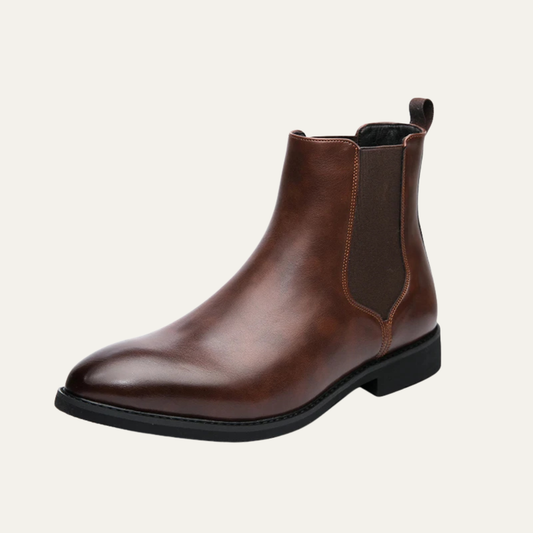 Manduria Men's Leather Ankle Boots Polished Black - VibreMode