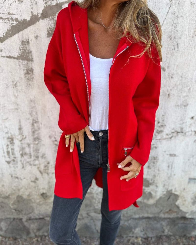 Women's Long Sleeve Hooded Cardigan - VibreMode
