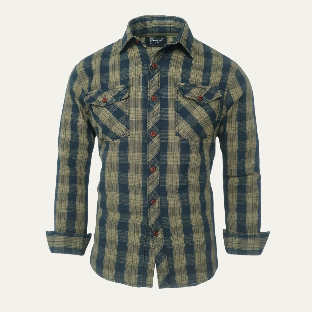 Men's Plaid Denim Shirt Jacket - VibreMode