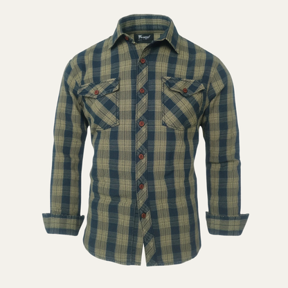 Men's Plaid Denim Shirt Jacket - VibreMode
