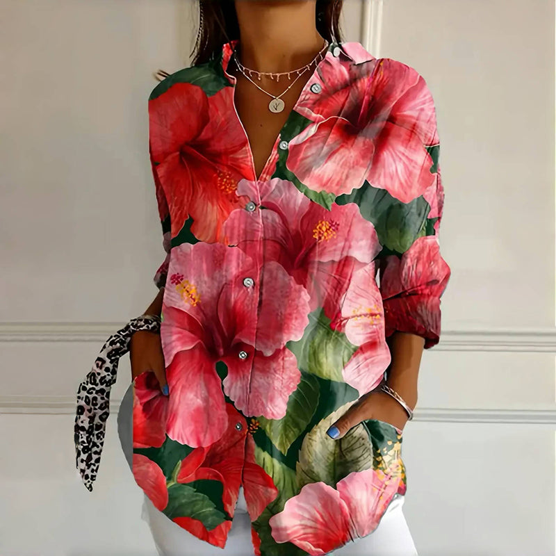 Women's Oversized Floral Blouse - VibreMode