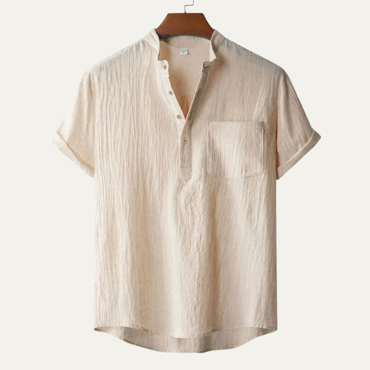 Men's Cotton Linen Henley Shirt Breathable