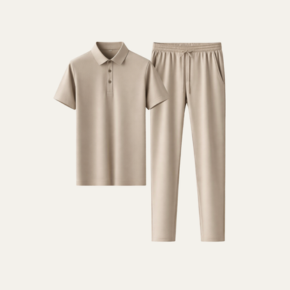 Men's Summer Polo Shirt Set Casual Cotton