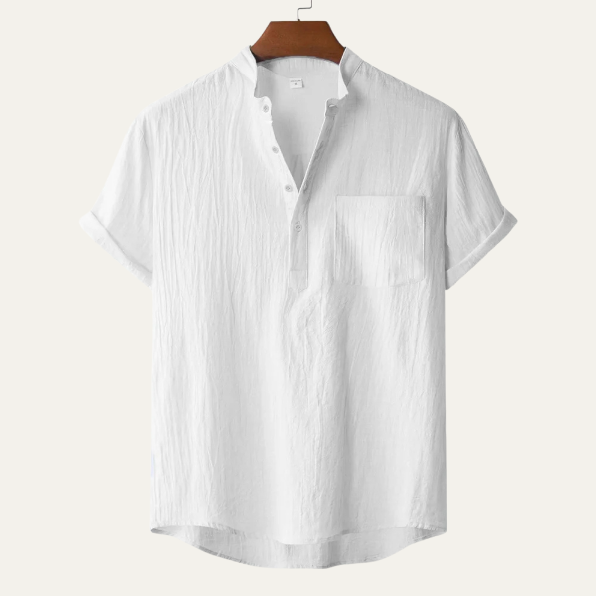 Men's Cotton Linen Henley Shirt Breathable