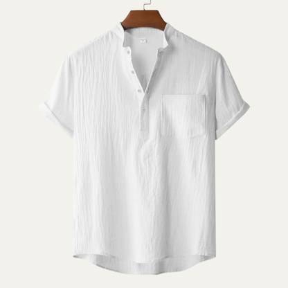Men's Cotton Linen Henley Shirt Breathable
