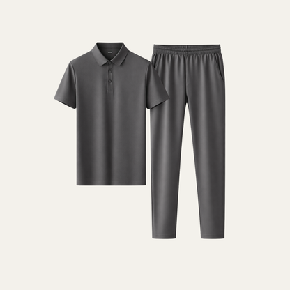 Men's Summer Polo Shirt Set Casual Cotton