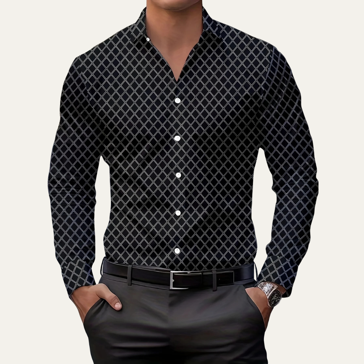 Men's Geometric Print Button Down Shirt