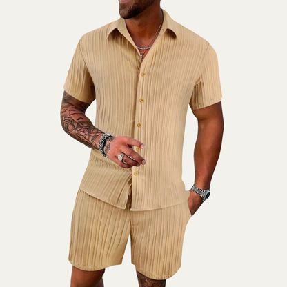 Men's Casual Summer Set Breathable Shirt And Shorts