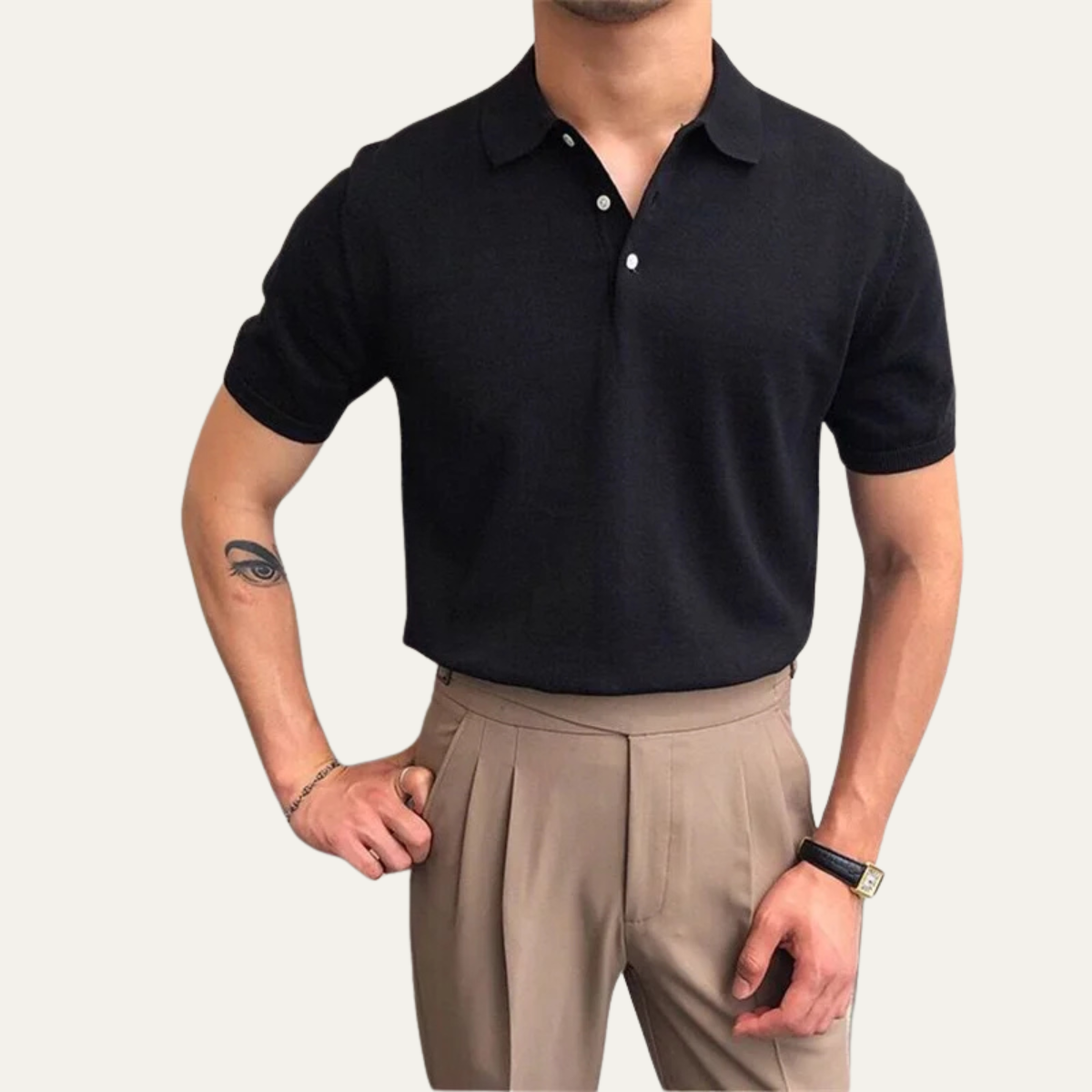 Men's Knitted Polo Shirt Business Casual