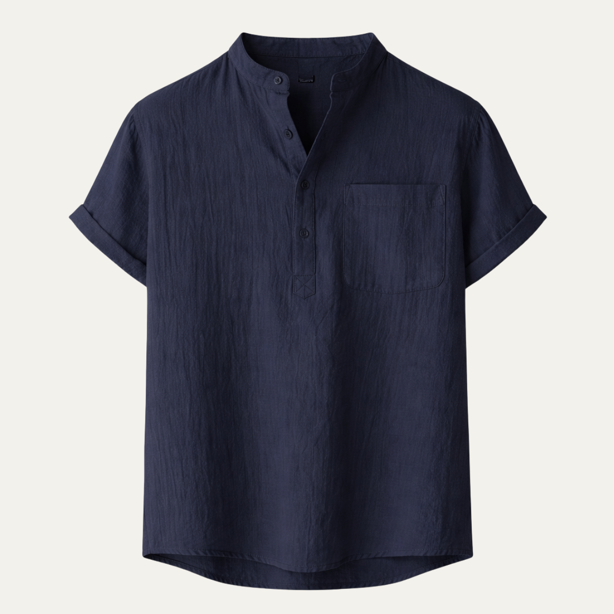 Men's Cotton Linen Henley Shirt Breathable - VibreMode