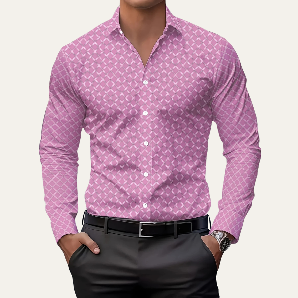 Men's Geometric Print Button Down Shirt