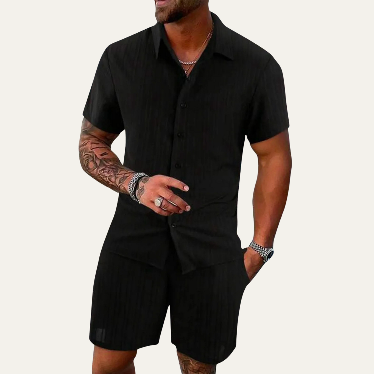 Men's Casual Summer Set Breathable Shirt And Shorts