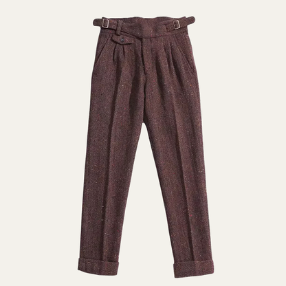 Men's Wool Tweed Straight Leg Pants - VibreMode