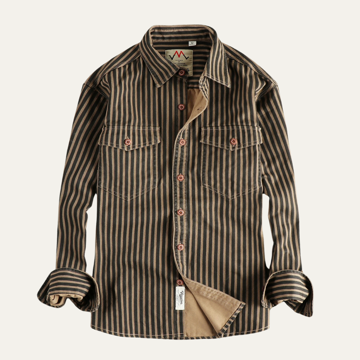 Mens Cotton Striped Button Up Shirt - VibreMode