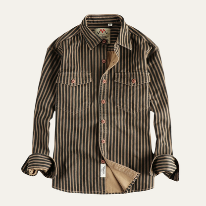 Mens Cotton Striped Button Up Shirt - VibreMode