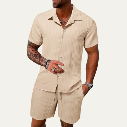 Men's Casual Summer Set Breathable Shirt And Shorts