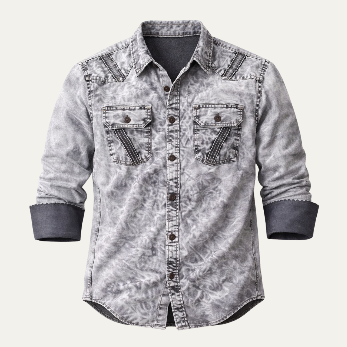 Men's Vintage Denim Button Up Shirt - VibreMode