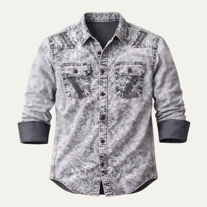 Men's Vintage Denim Button Up Shirt - VibreMode