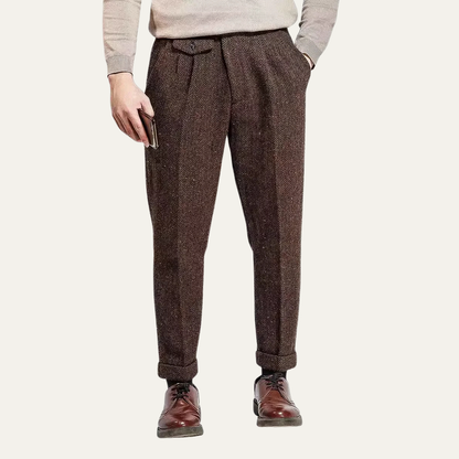 Men's Wool Tweed Straight Leg Pants