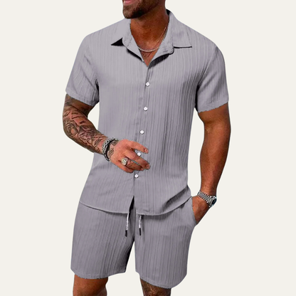 Men's Casual Summer Set Breathable Shirt And Shorts