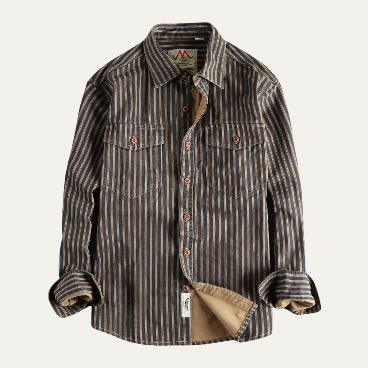 Mens Cotton Striped Button Up Shirt