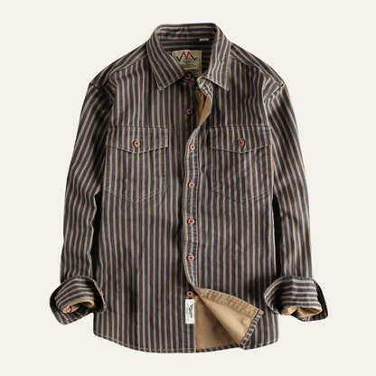 Mens Cotton Striped Button Up Shirt