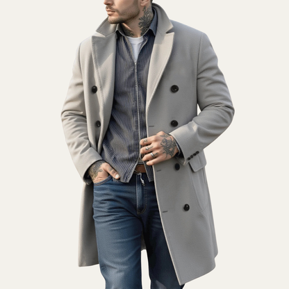 Men's Wool Double Breasted Long Coat