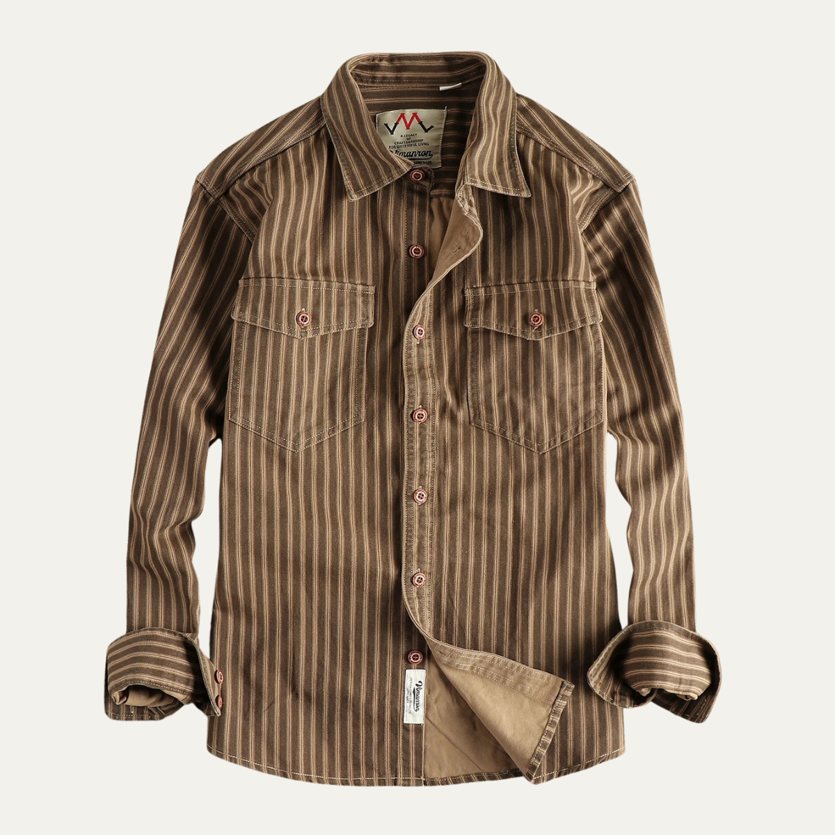 Mens Cotton Striped Button Up Shirt
