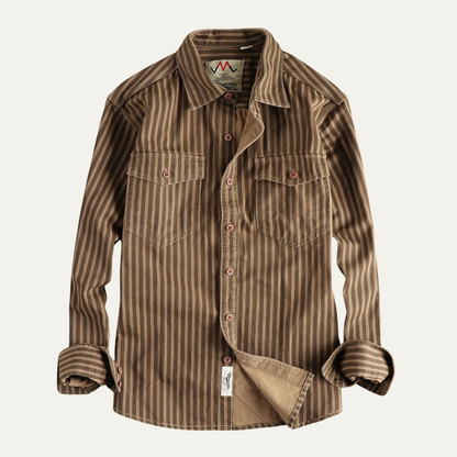 Mens Cotton Striped Button Up Shirt