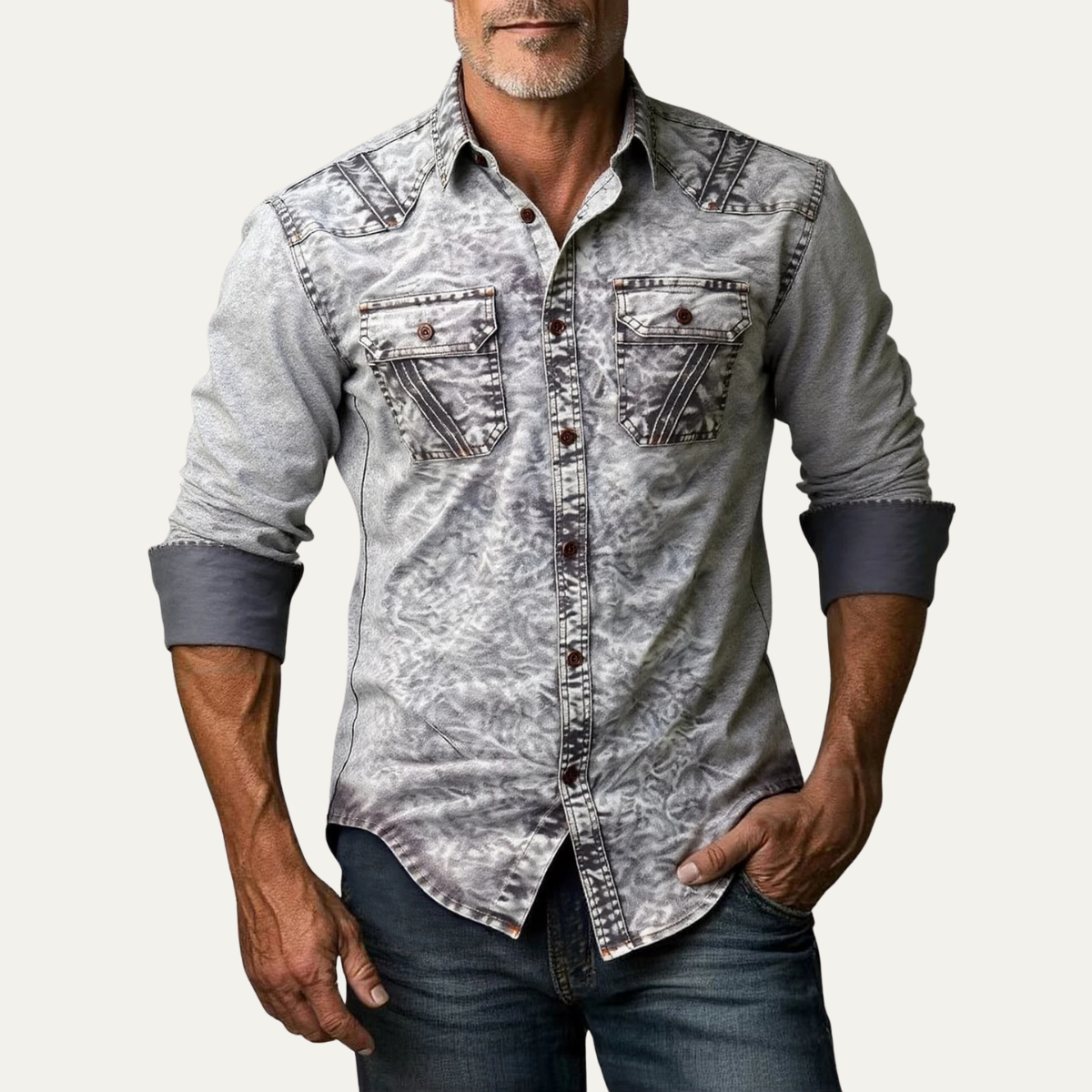 Men's Vintage Denim Button Up Shirt