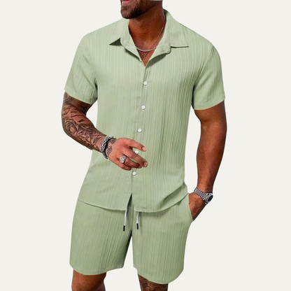 Mens Breathable Summer Shirt And Shorts Set