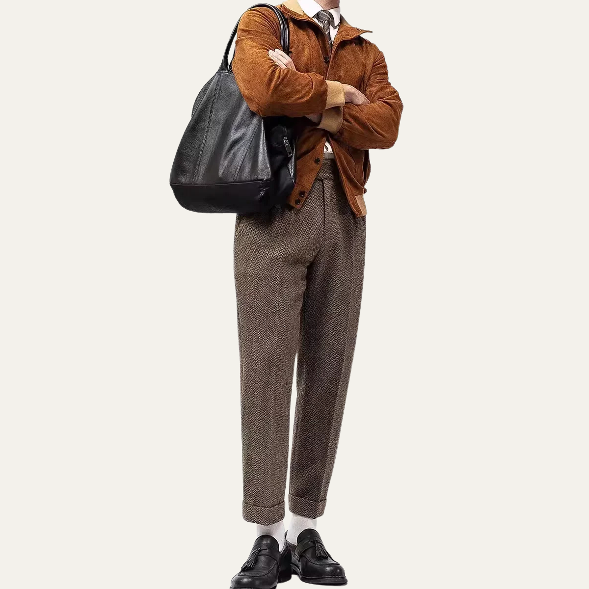 Men's Wool Tweed Straight Leg Pants