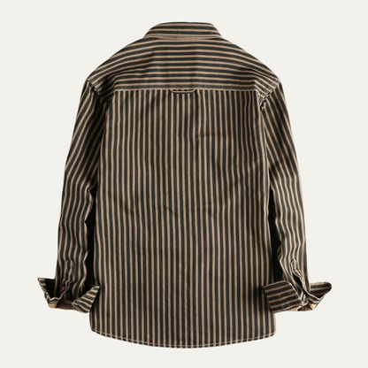 Mens Cotton Striped Button Up Shirt