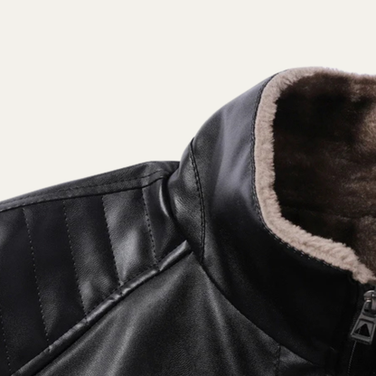 Bologna Men's Leather Biker Jacket Fleece Lined