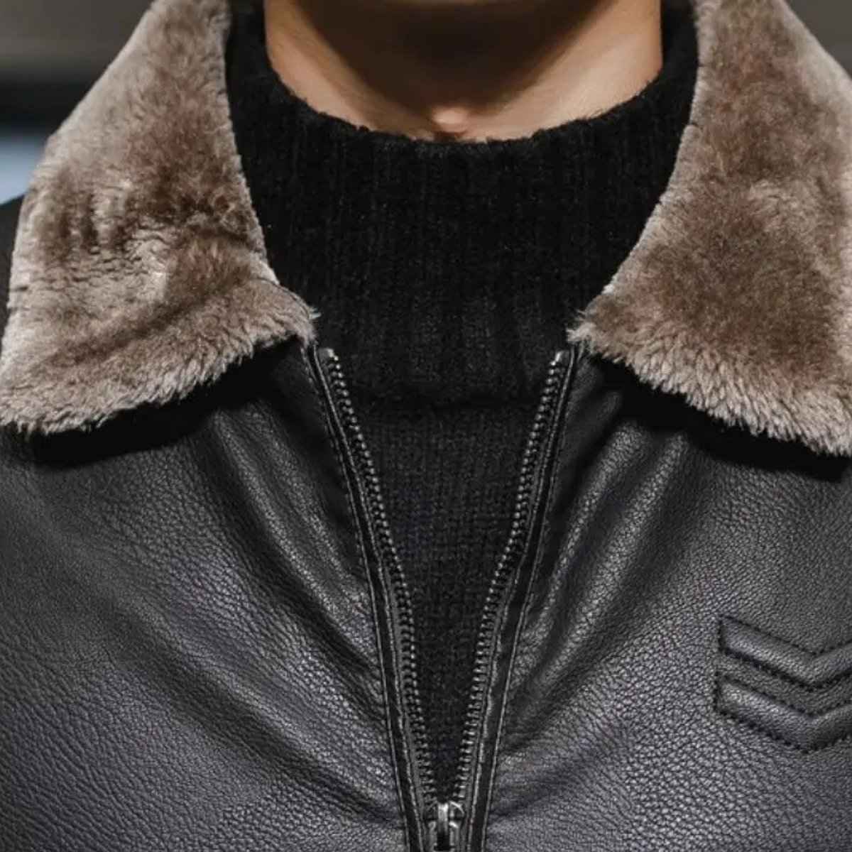 Menton Men's Leather Shearling Jacket Fleece Lined