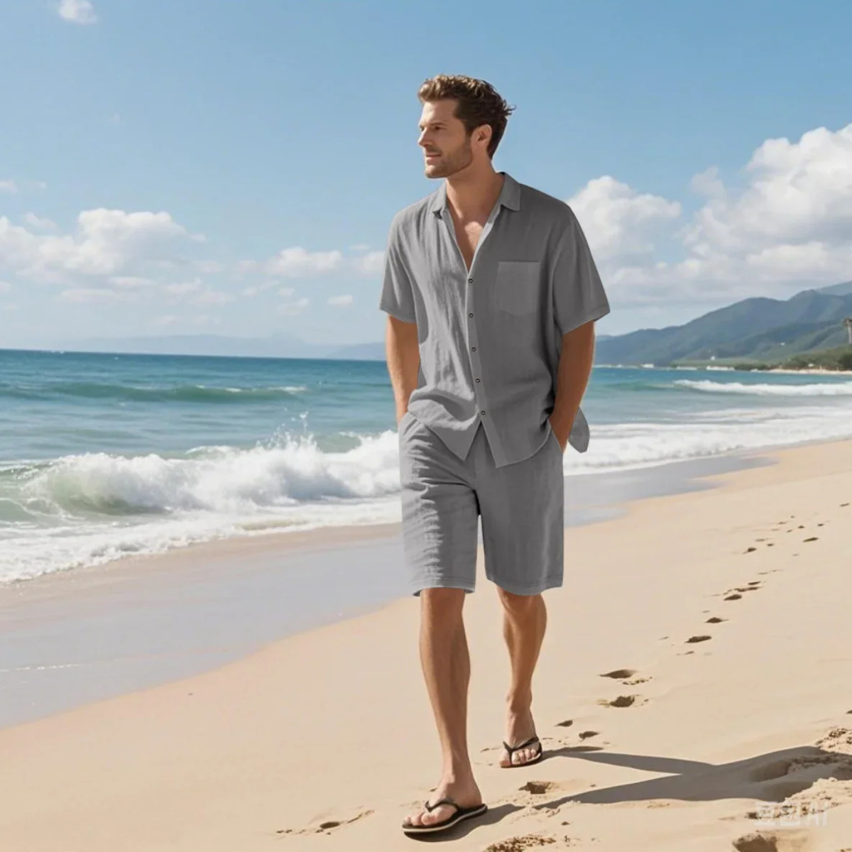 Kirkwood Men's Short Sleeve Shirt And Shorts Set Lightweight