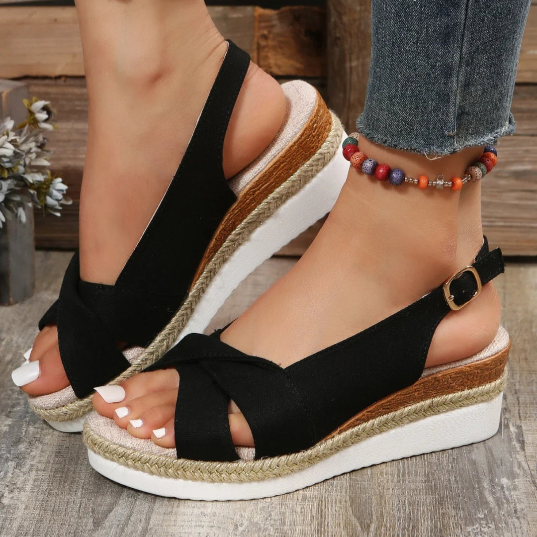 Women's Open-Toe Wedge Sandals Comfortable Elevated Heel
