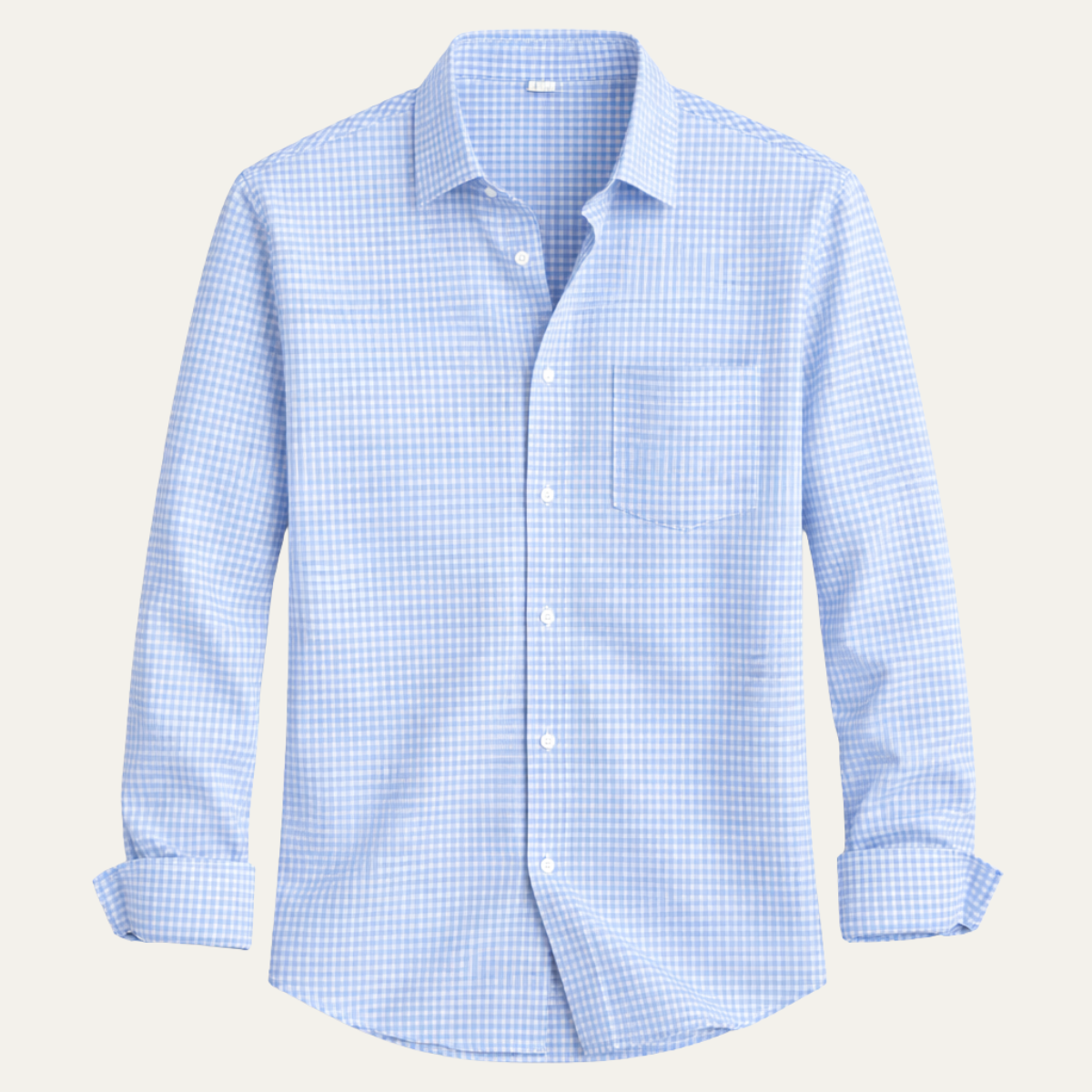 Men's Slim Fit Gingham Shirt Long Sleeve Button Down - VibreMode