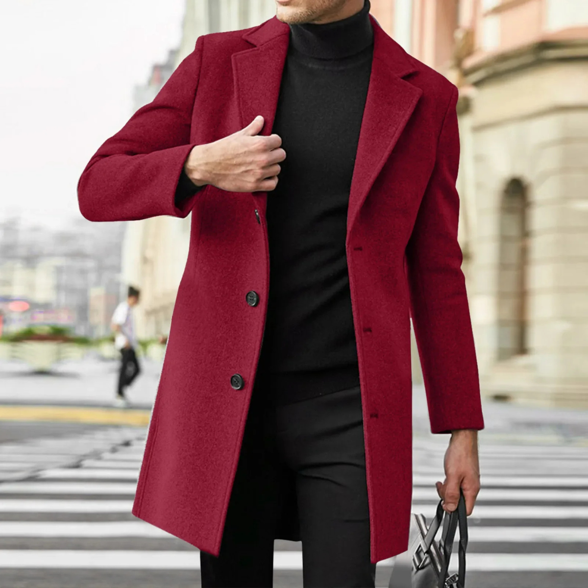 Men's Wool Blend Slim Fit Overcoat