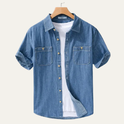 Men's Denim Cotton Casual Shirt Blue