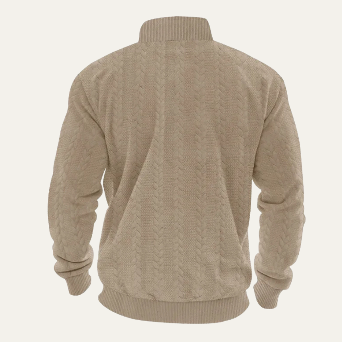 Men's Knitted Jacquard Sweater Stand Up Collar Casual
