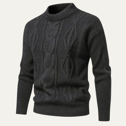 Men's Cable Knit Sweater Round Neck Winter Casual