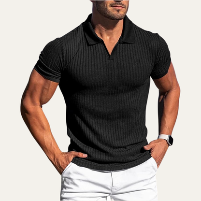 Men's Stretch Polo Shirt Ribbed Summer Design