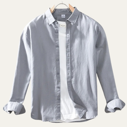 Men's Linen Cotton Button Up Shirt