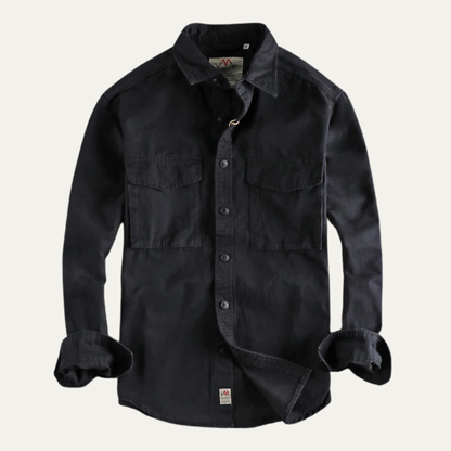 Men's Canvas Cargo Shirt Jacket Vintage Style