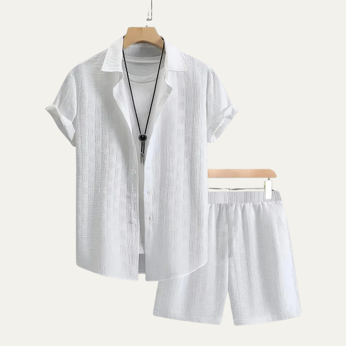 Men's Summer Button Up Shirt Shorts Set
