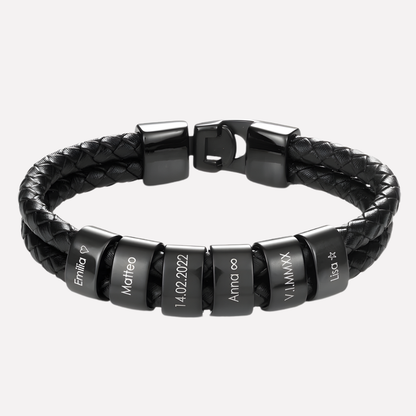 Men's Engraved Bead Bracelet Black - VibreMode