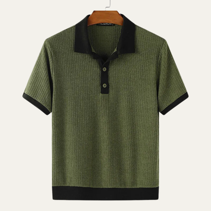 Men's Patchwork Knit Polo Shirt