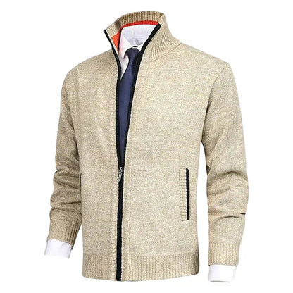 Knitted Zip Up Cardigan With Pockets
